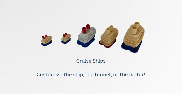 3D Printed Chibi Cruise Ship Collectible • Cruise Duck Hunt Game Prize