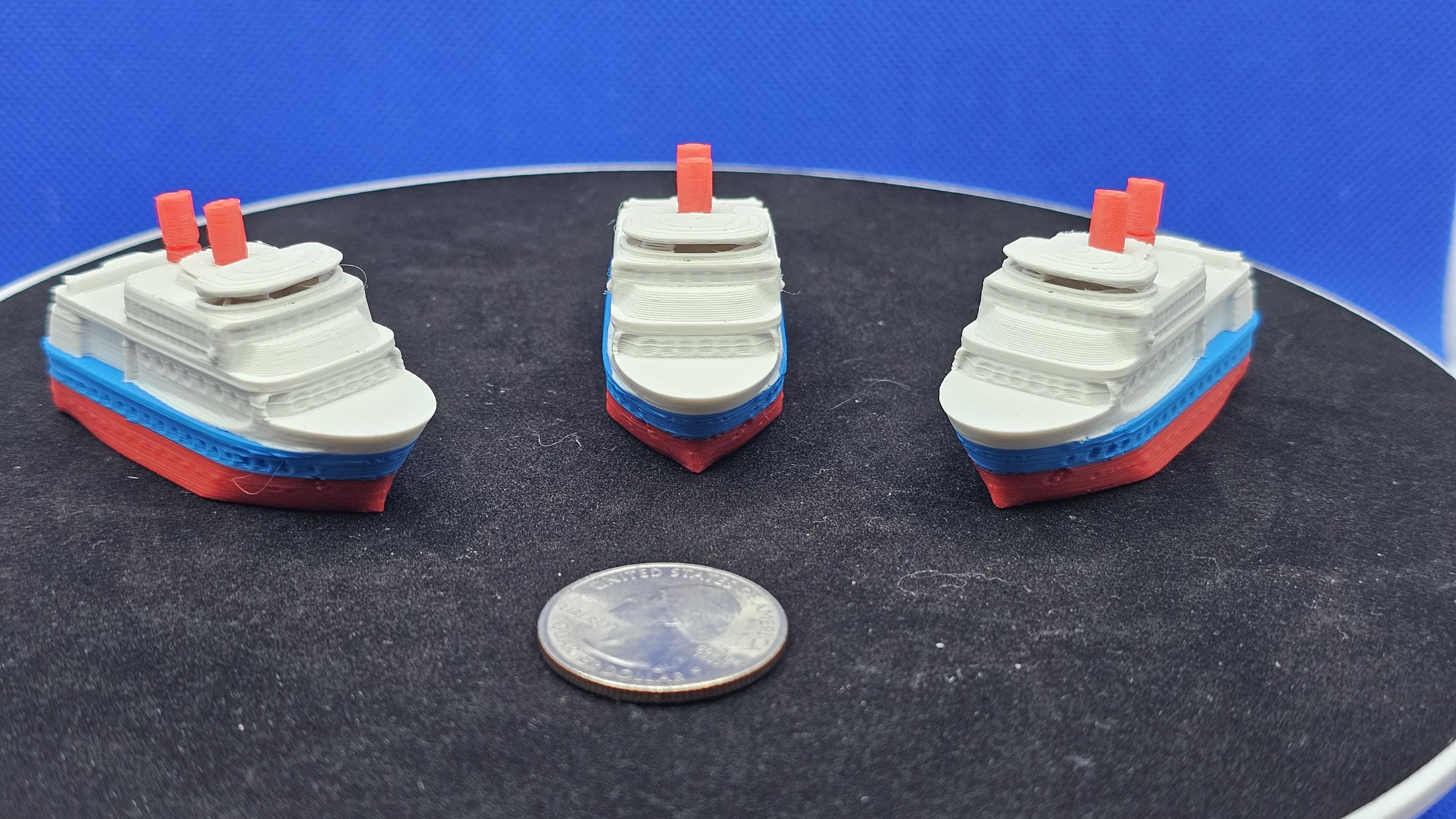 3D Printed Mini Cruise Ship, Patriotic Party Boat, Nautical Decor, Duck Hunt Collectible