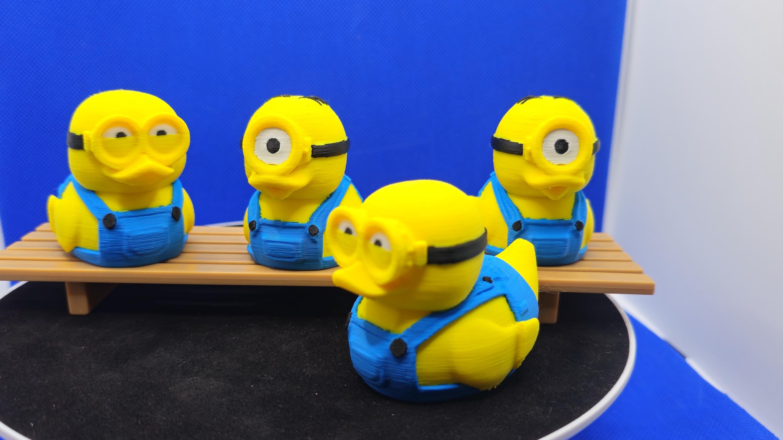 Bob Minion Duck Figurine – Yellow Blue Overalls Character Decor – Cruise Duck Toy