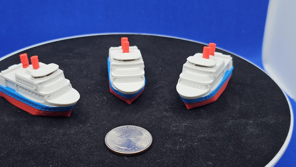 3D Printed Mini Cruise Ship, Patriotic Party Boat, Nautical Decor, Duck Hunt Collectible