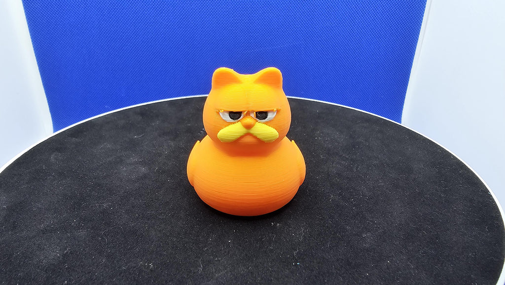 Garfield Cat Duck Hybrid, 3D Printed Orange Chibi Toy, Cat Lover Gift