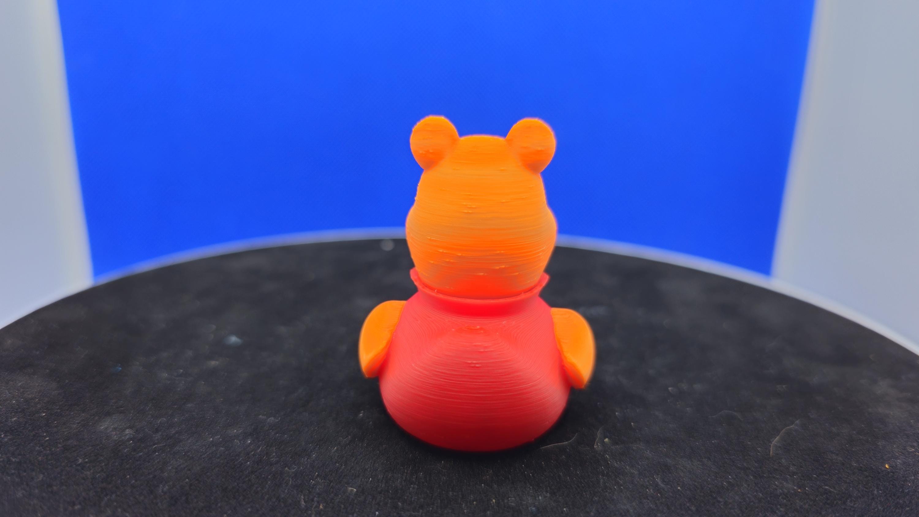 Honey Bear Duck, Pooh-Inspired 3D Printed Mini Toy, PLA Collectible