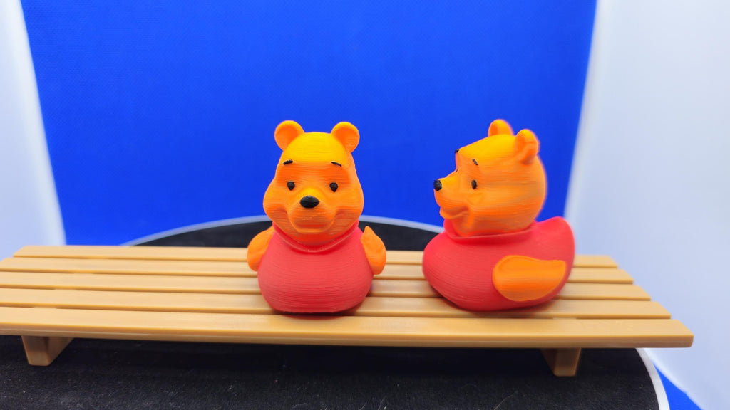 Honey Bear Duck, Pooh-Inspired 3D Printed Mini Toy, PLA Collectible