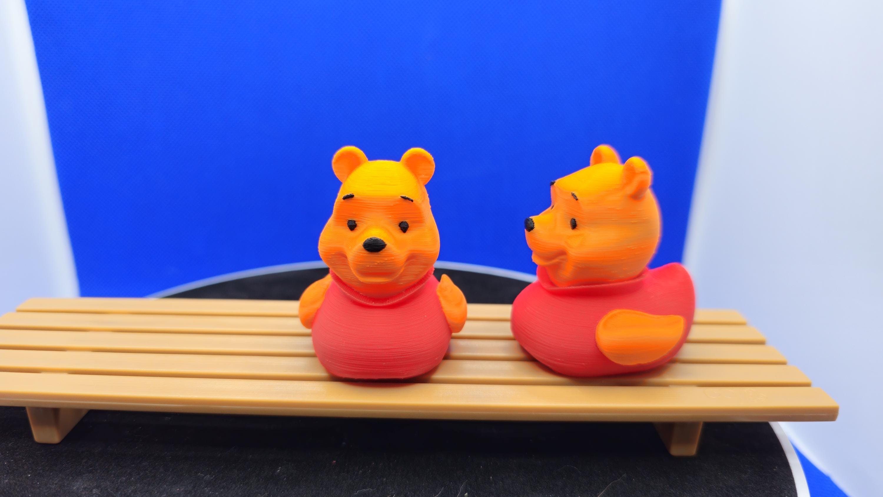 Honey Bear Duck, Pooh-Inspired 3D Printed Mini Toy, PLA Collectible