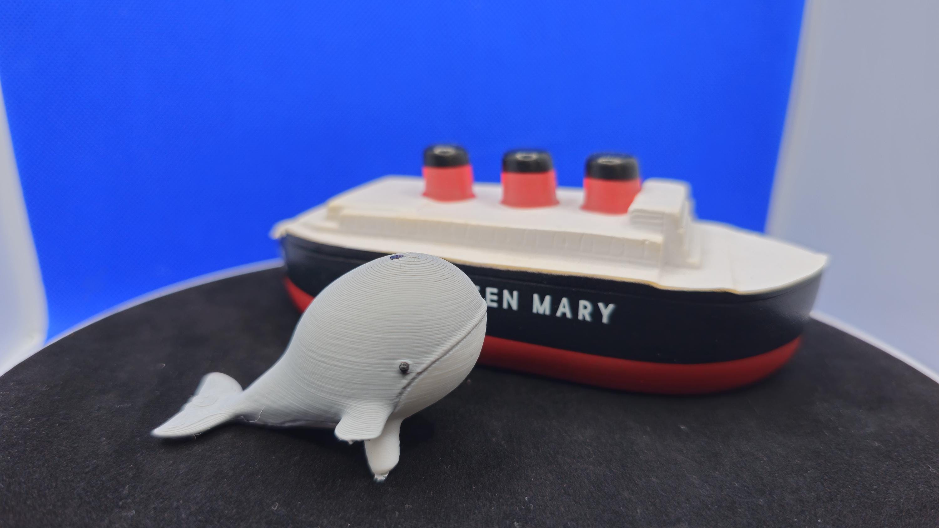 Stumpy Whale Mini Duck, 3D Printed PLA, Ocean Blue Surprise Toy