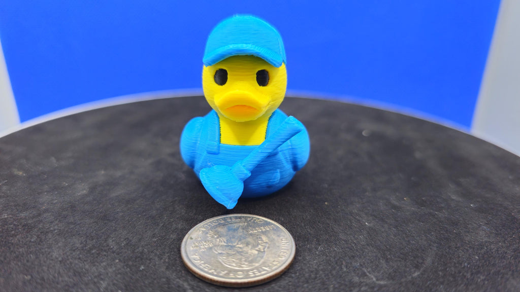 3D Printed Plumber Duck – Blue Overalls, Cap, Cruise Duck Hunt Toy