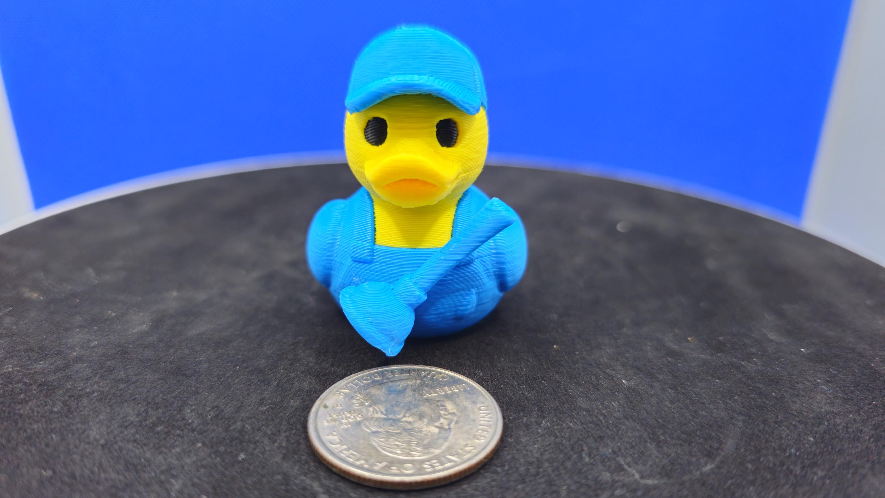 3D Printed Plumber Duck – Blue Overalls, Cap, Cruise Duck Hunt Toy