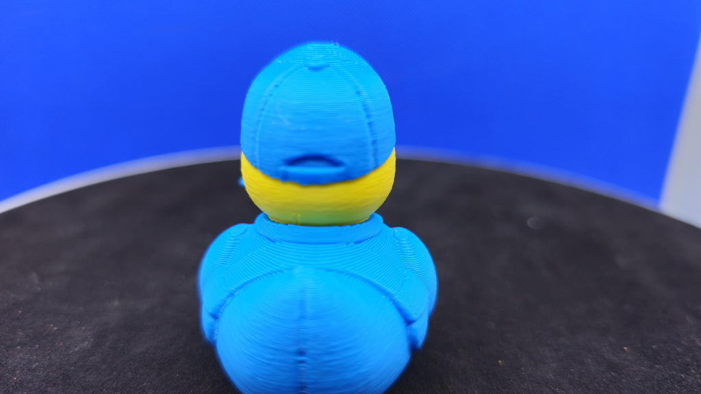 3D Printed Plumber Duck – Blue Overalls, Cap, Cruise Duck Hunt Toy