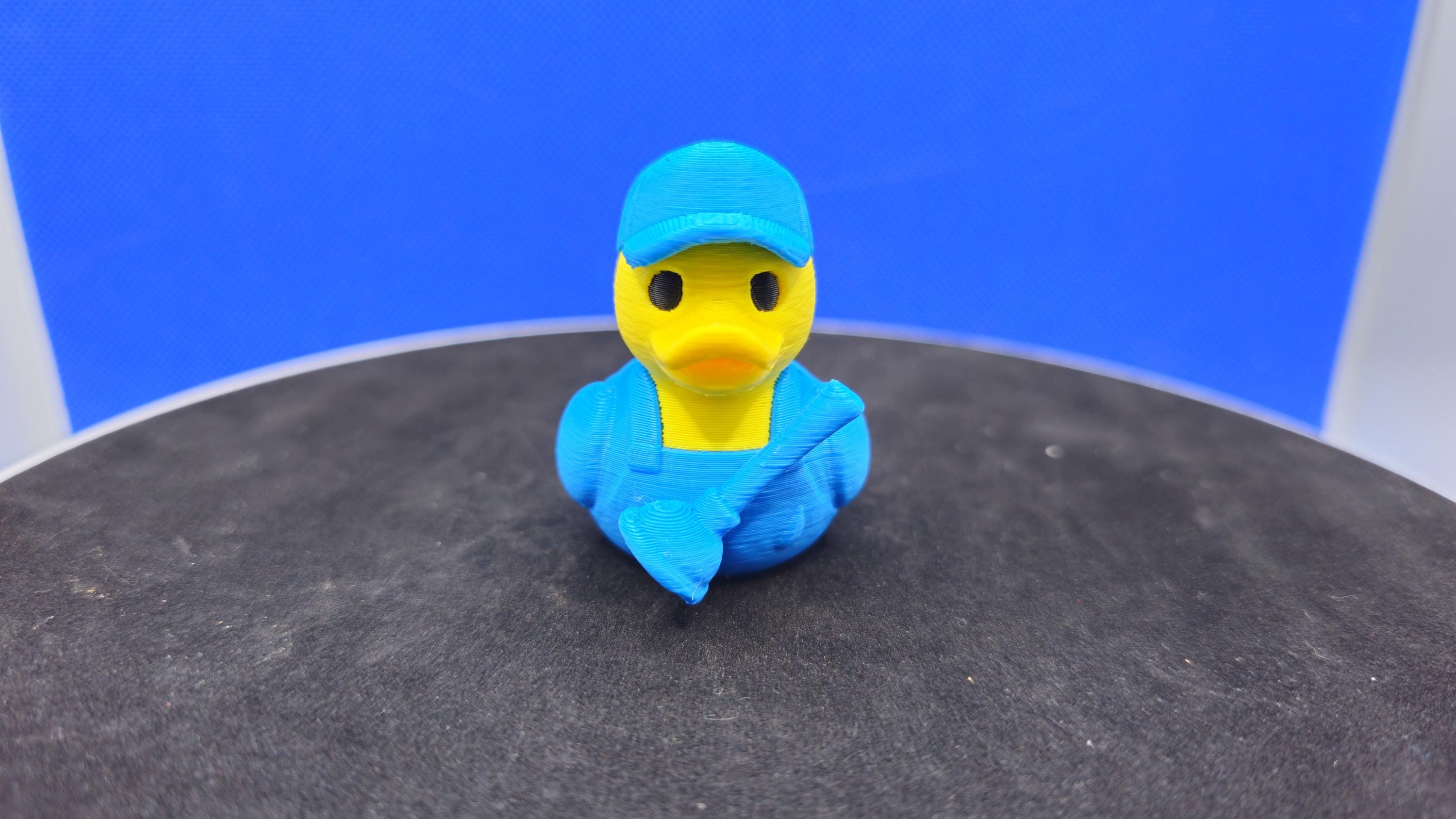 3D Printed Plumber Duck – Blue Overalls, Cap, Cruise Duck Hunt Toy