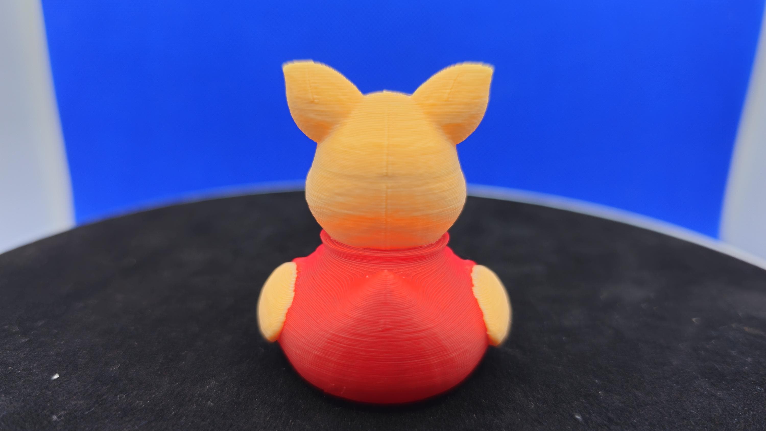 Piglet Duck 3D Printed Mini Toy, Pastel Pink Striped Belly, Floppy Ears