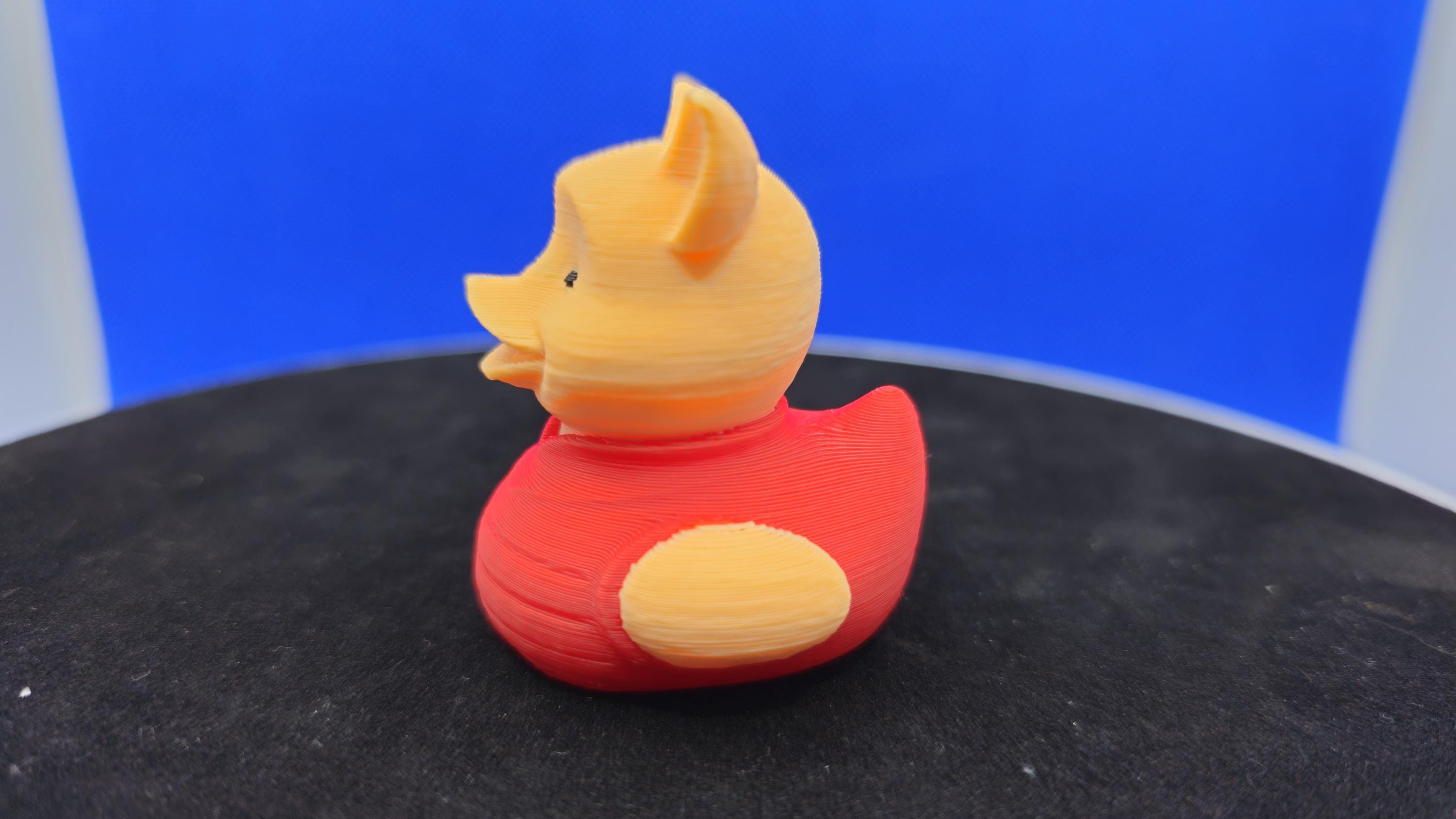 Piglet Duck 3D Printed Mini Toy, Pastel Pink Striped Belly, Floppy Ears