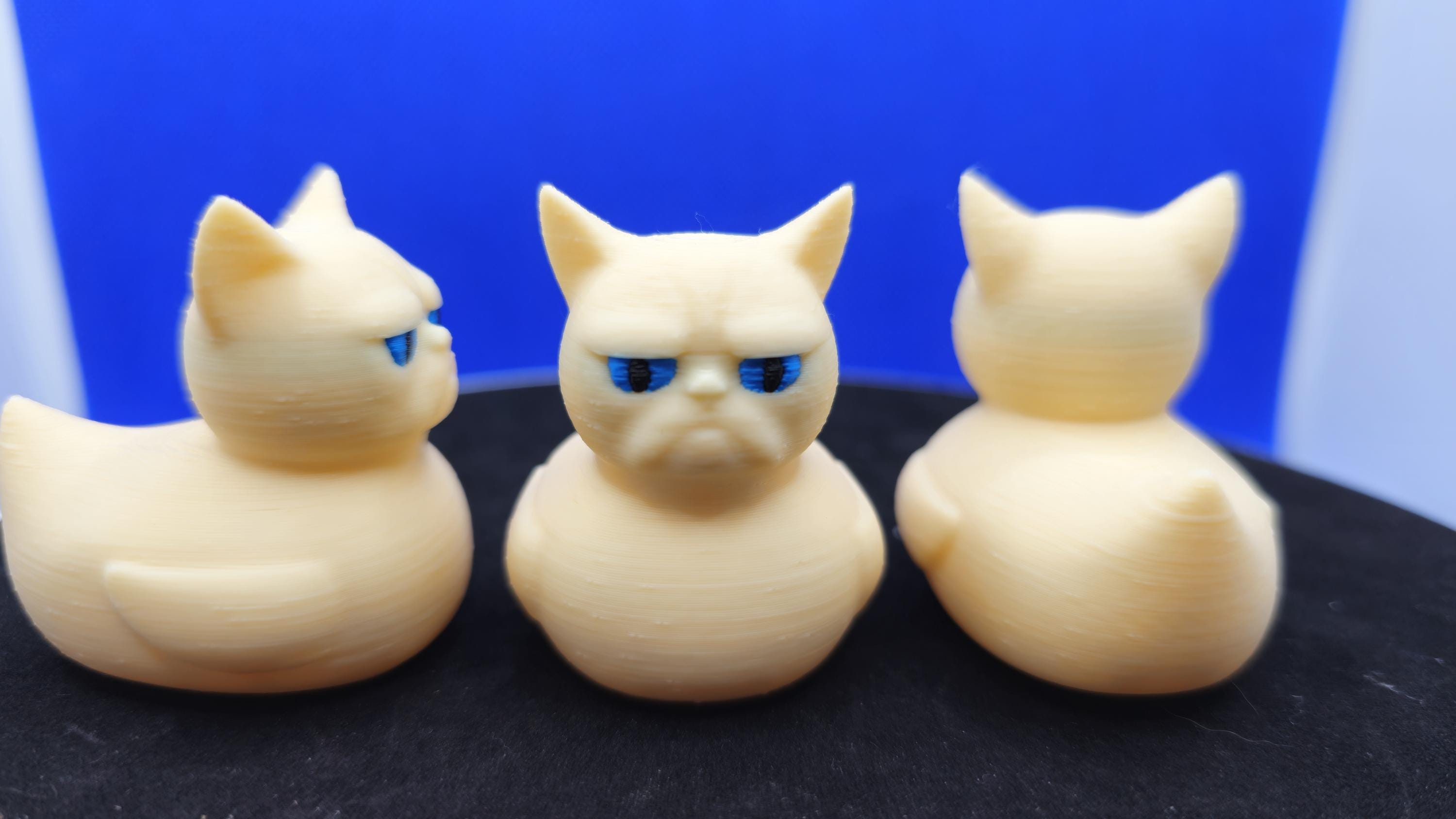 Grumpy Cat Duck Hybrid: 3D Printed Mini Figure, Cat Lover Gift
