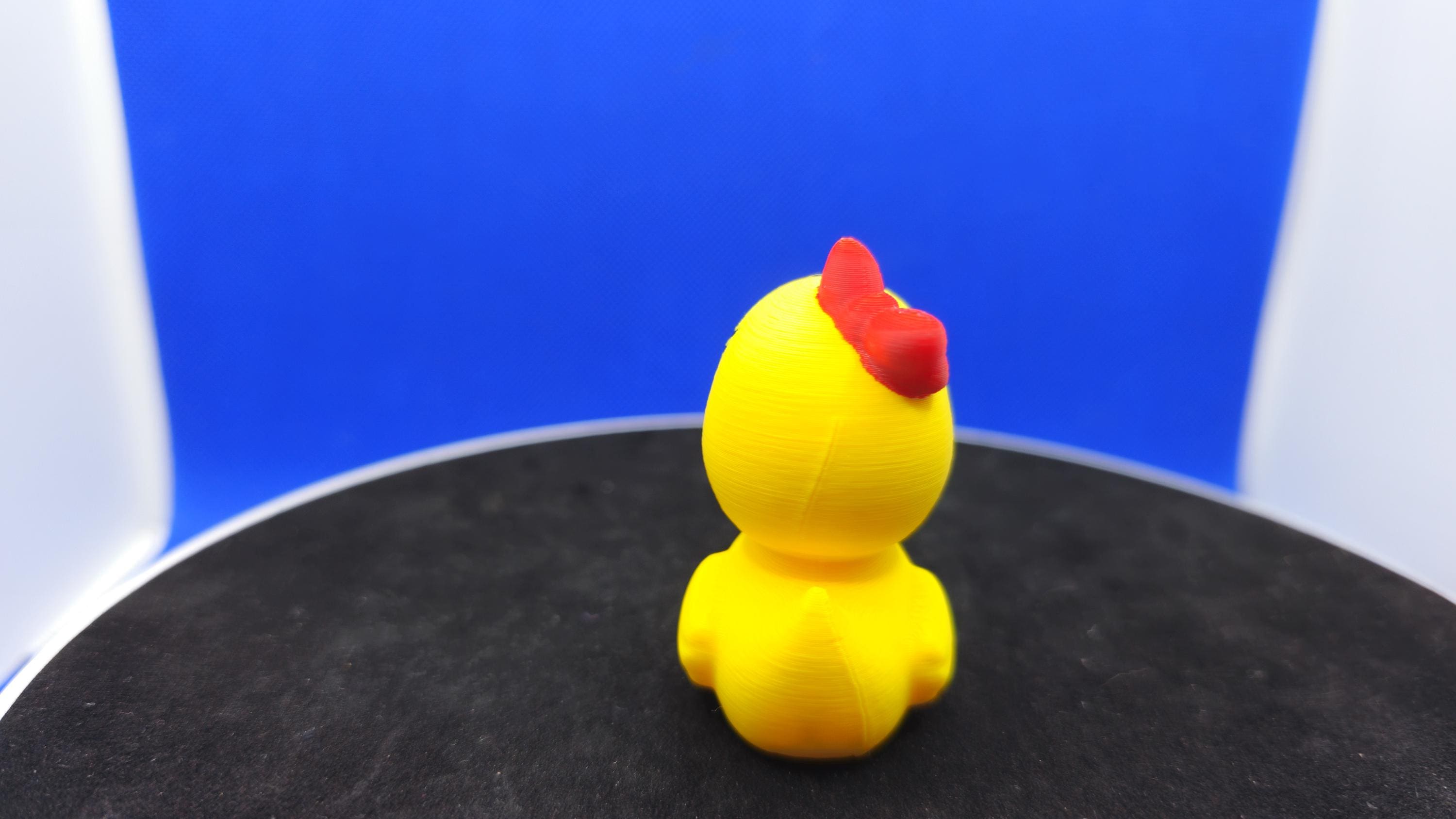 Retro Arcade Mrs. Pacman Duck Figurine, Yellow PLA Mini Duck Toy