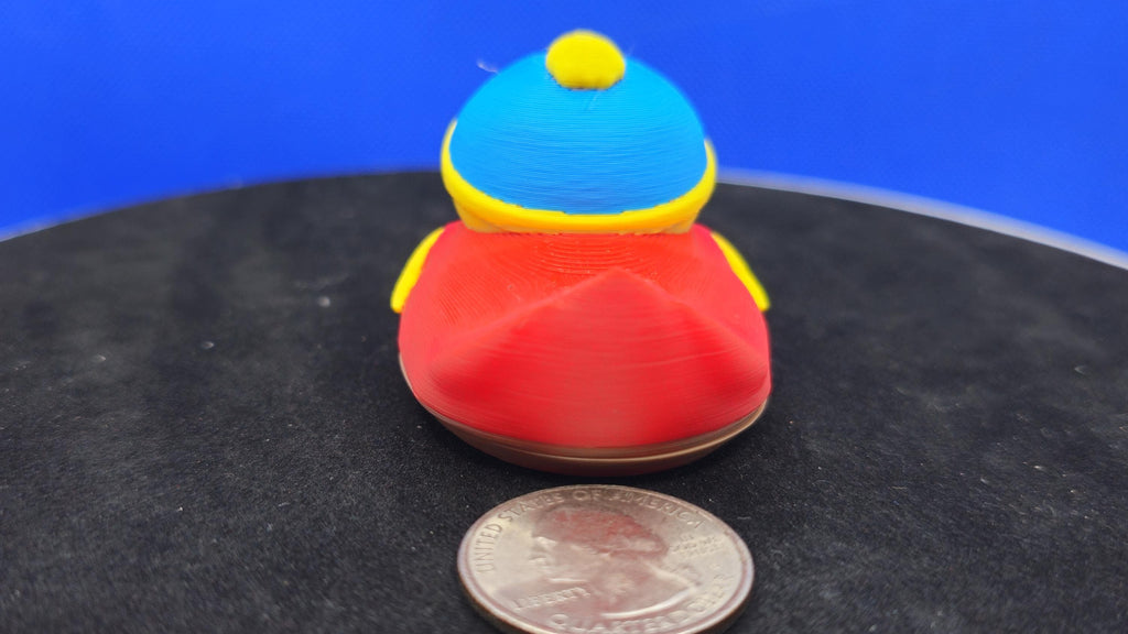 Cartman-Style Mini Duck, Blue Hat, Red Body, Cruise Duck Hunt Collectible, Desk Decor
