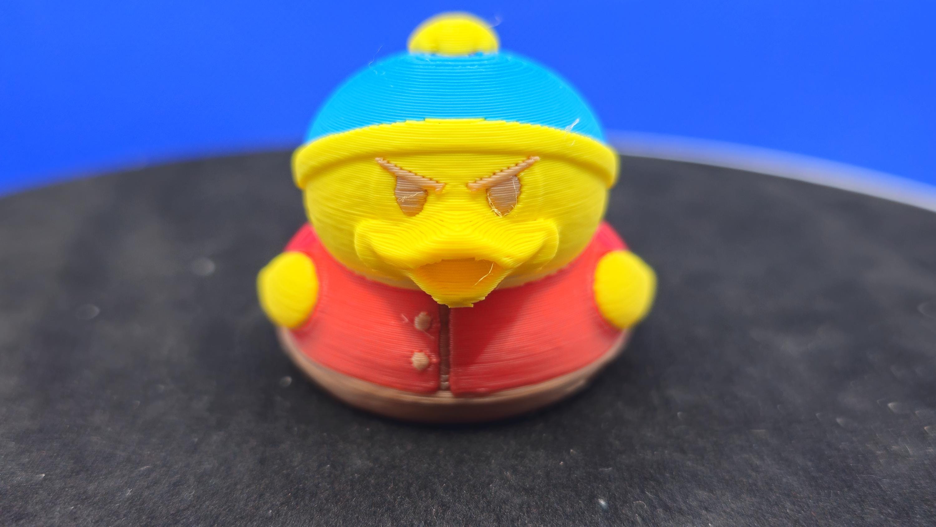 Cartman-Style Mini Duck, Blue Hat, Red Body, Cruise Duck Hunt Collectible, Desk Decor