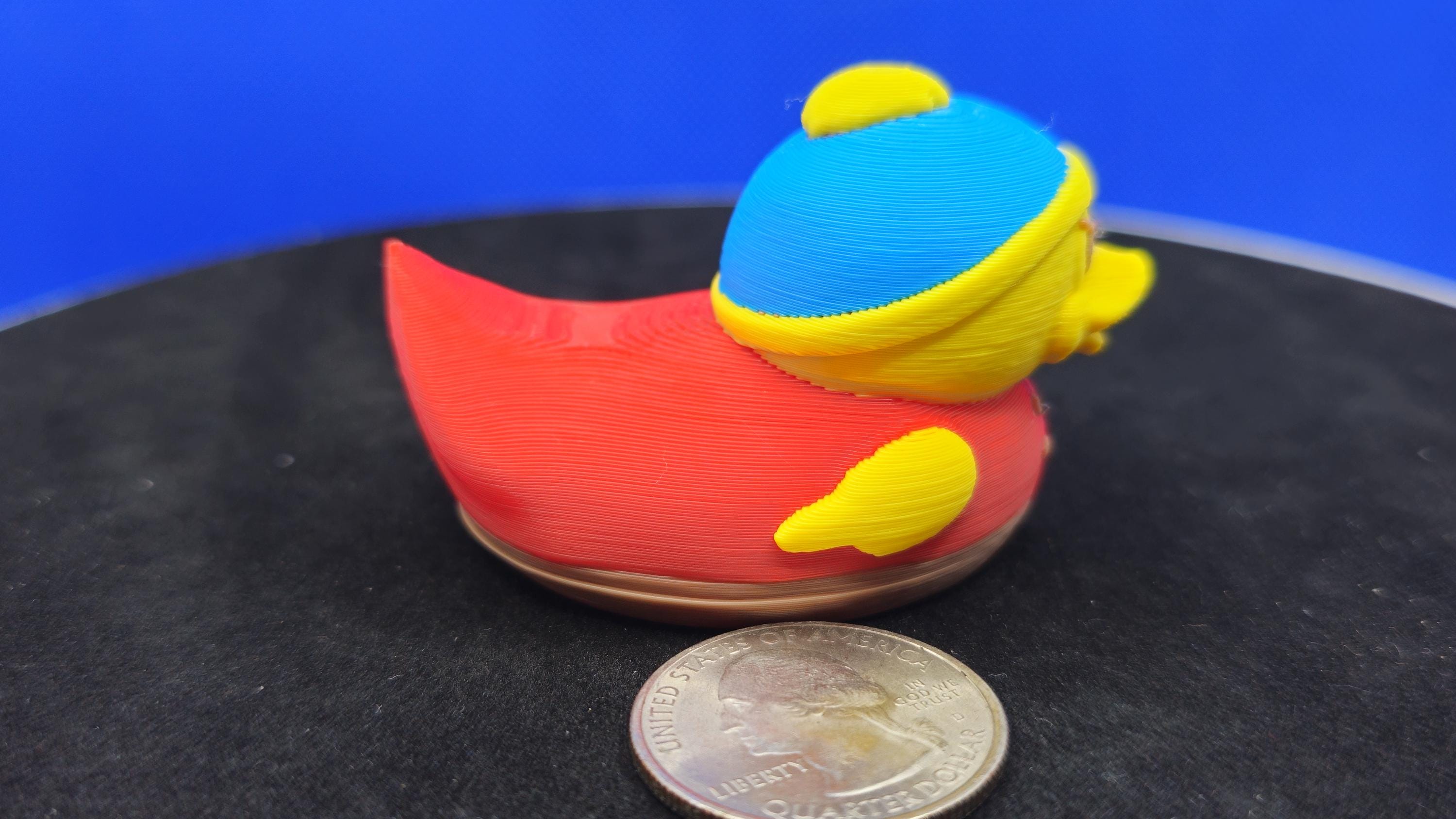 Cartman-Style Mini Duck, Blue Hat, Red Body, Cruise Duck Hunt Collectible, Desk Decor