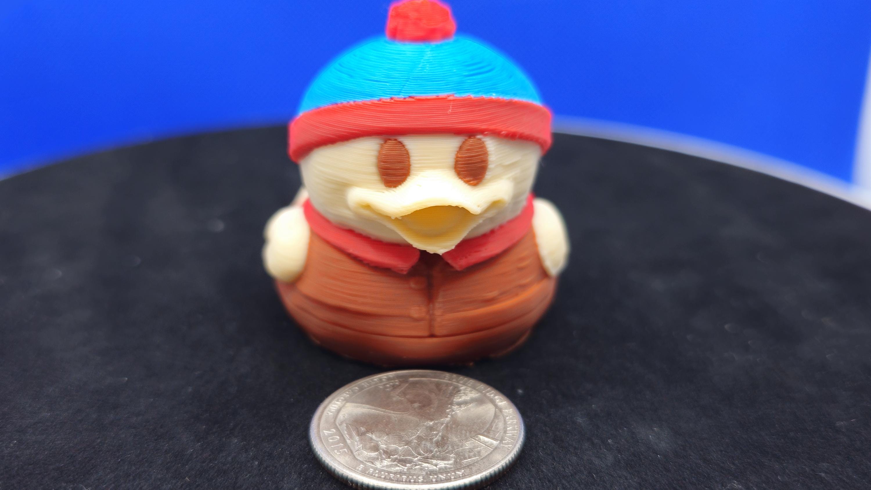 Stan-Style Mini Duck with Blue Hat, Desk Decor, Cruise Duck Hunt Collectible
