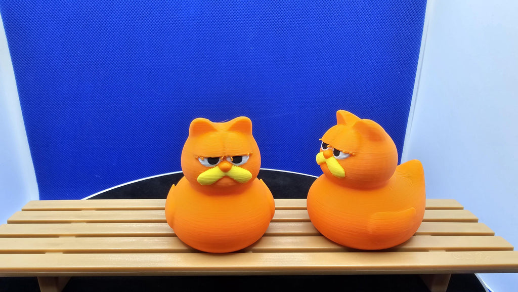 Garfield Cat Duck Hybrid, 3D Printed Orange Chibi Toy, Cat Lover Gift