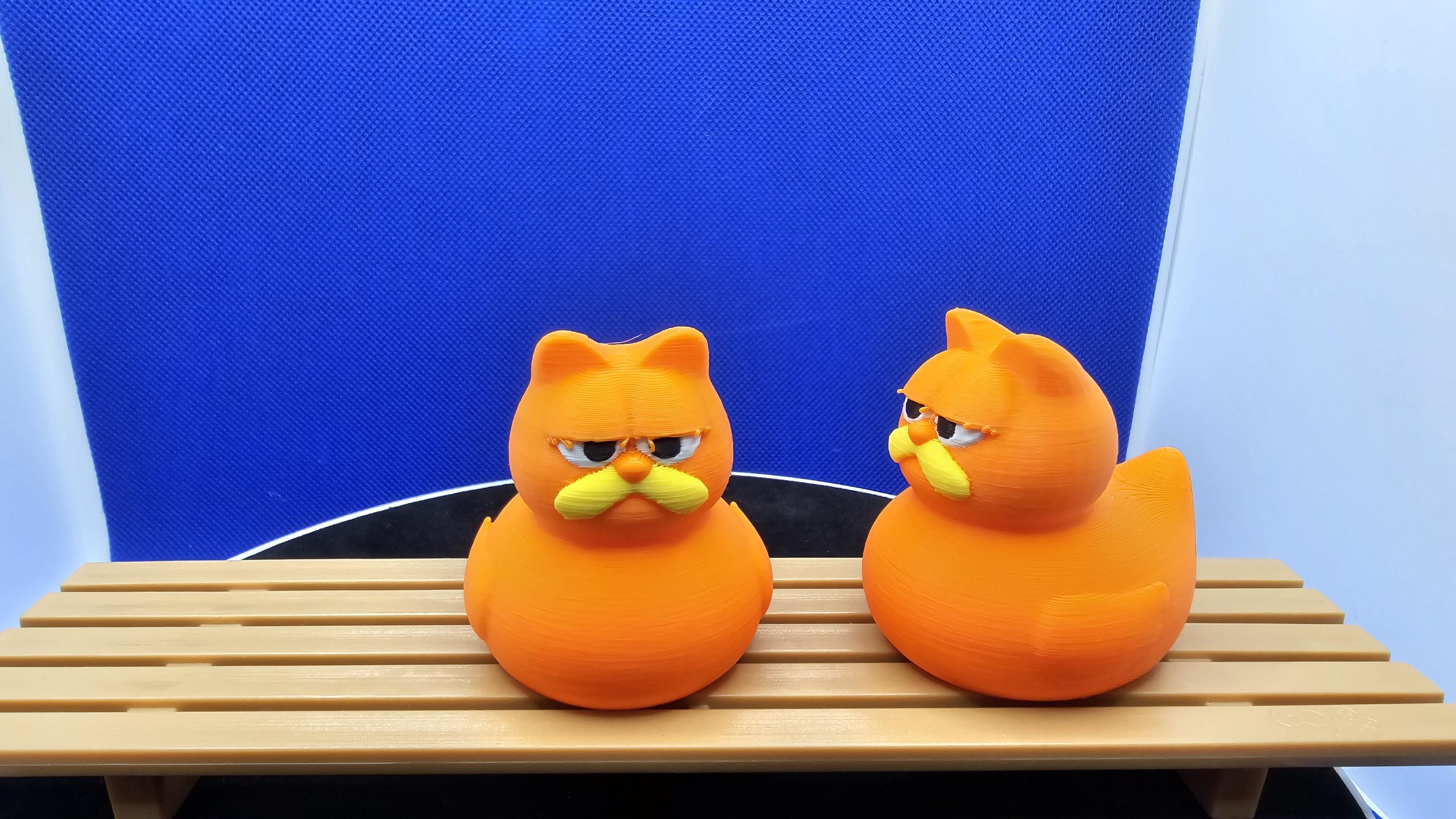 Garfield Cat Duck Hybrid, 3D Printed Orange Chibi Toy, Cat Lover Gift