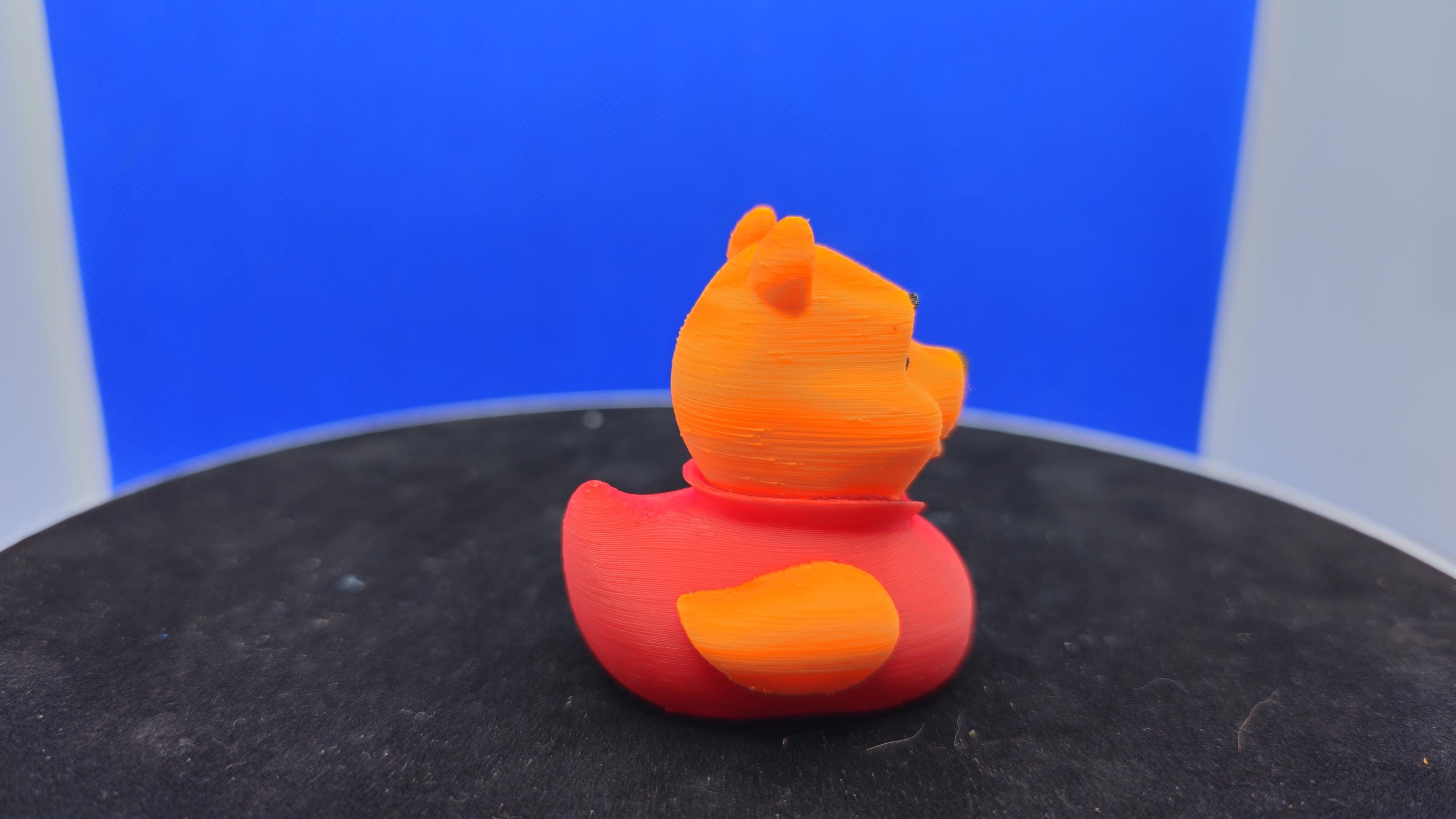 Honey Bear Duck, Pooh-Inspired 3D Printed Mini Toy, PLA Collectible