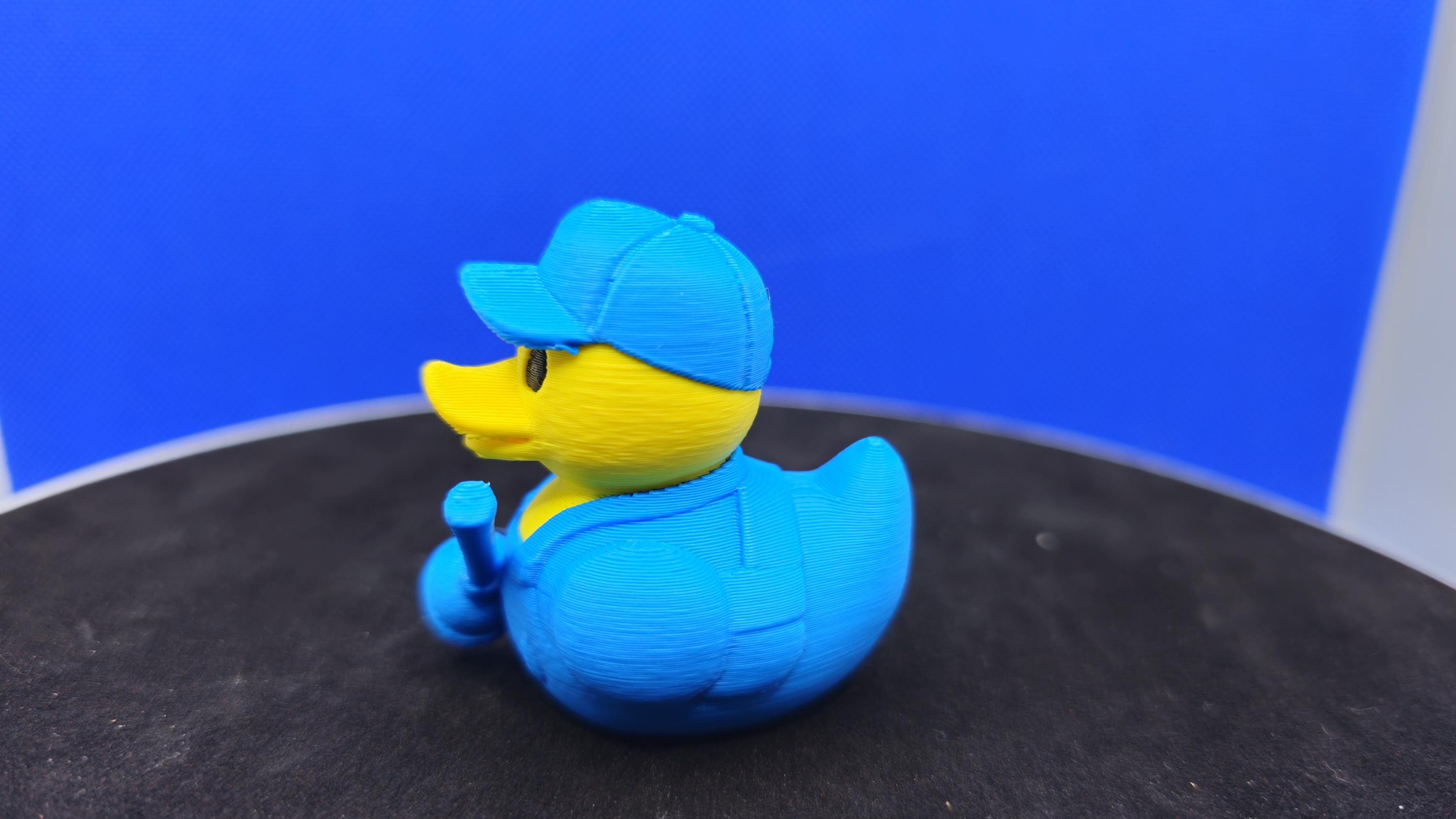 3D Printed Plumber Duck – Blue Overalls, Cap, Cruise Duck Hunt Toy