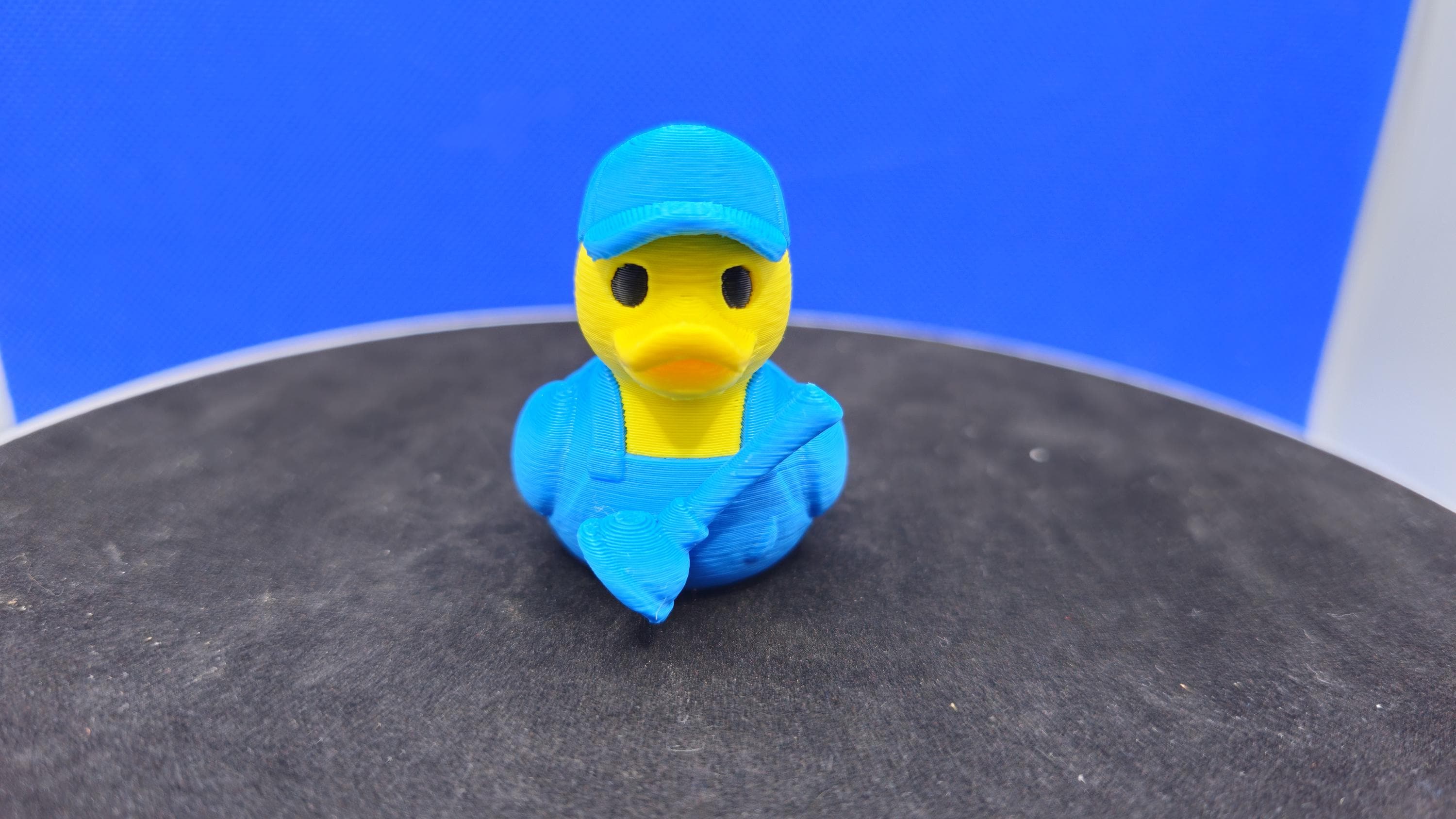 3D Printed Plumber Duck – Blue Overalls, Cap, Cruise Duck Hunt Toy