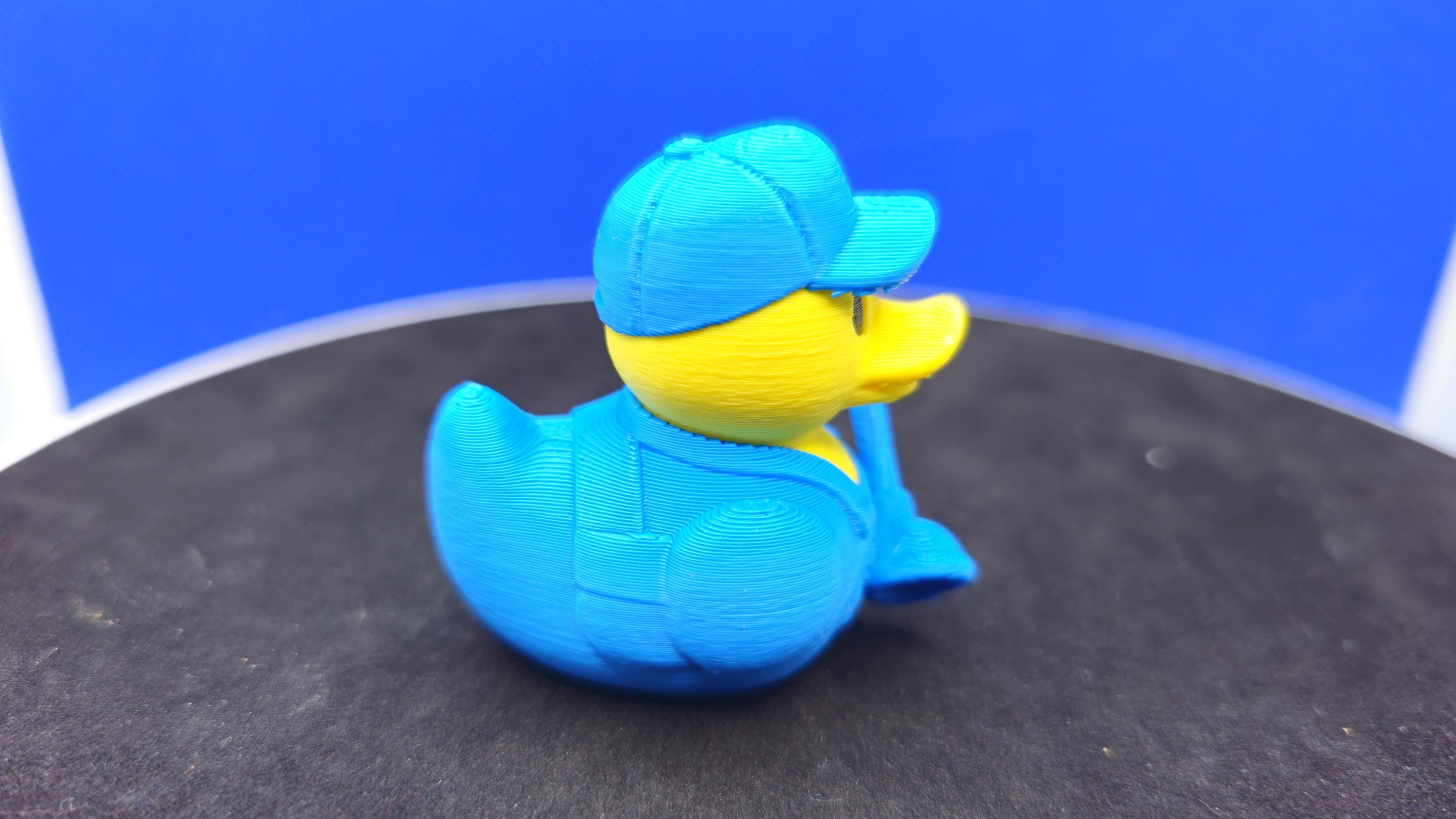 3D Printed Plumber Duck – Blue Overalls, Cap, Cruise Duck Hunt Toy