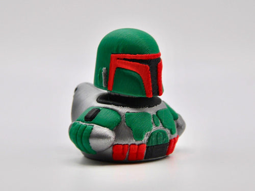 Boba Fett Duck Figurine | 3D Printed Bounty Hunter Collectible, Sci-Fi Parody Toy