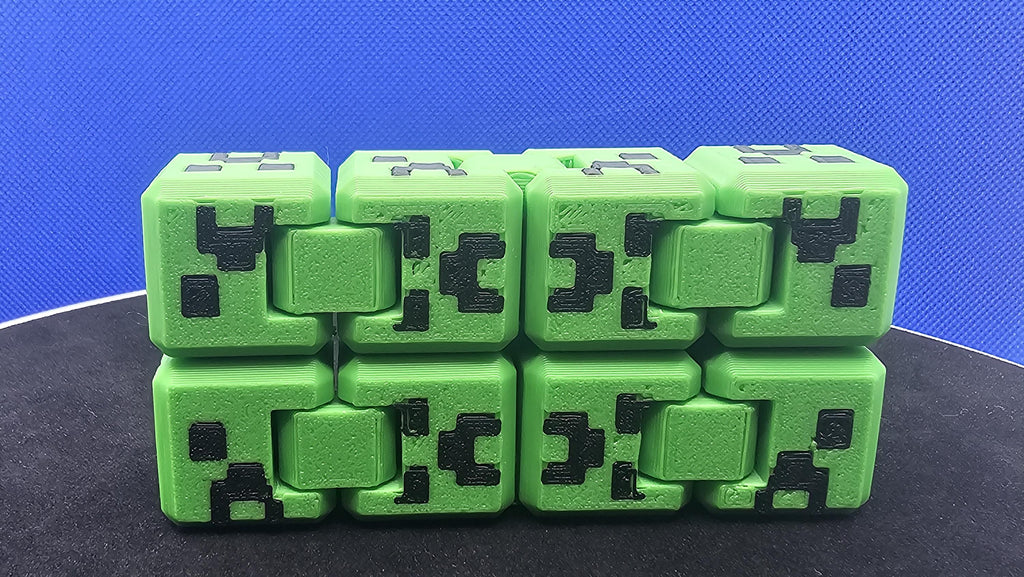 Minecraft Fidget Cube • Green & Black Creeper Cube • Pixel Stress Toy • Gamer Desk Toy • Creeper Face Fidget