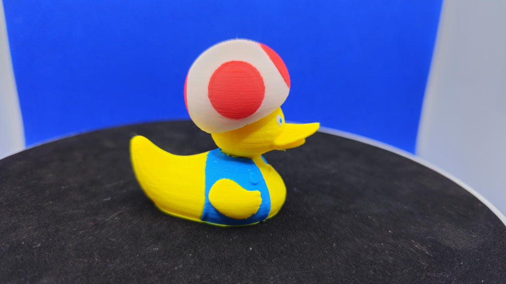 Toadstool Duck Figurine – Mario-Inspired Mushroom Cap Collectible Toy