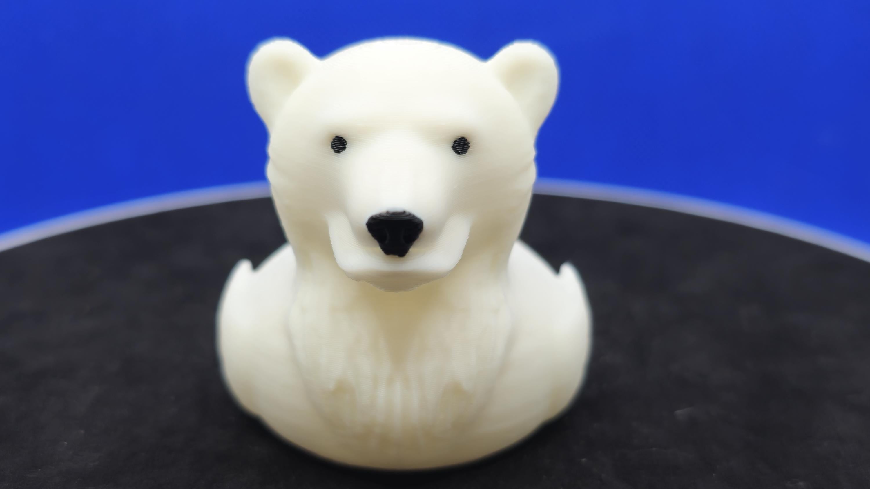 Polar Bear Duck Toy: 3D Printed Arctic Animal Collectible (2 inches)