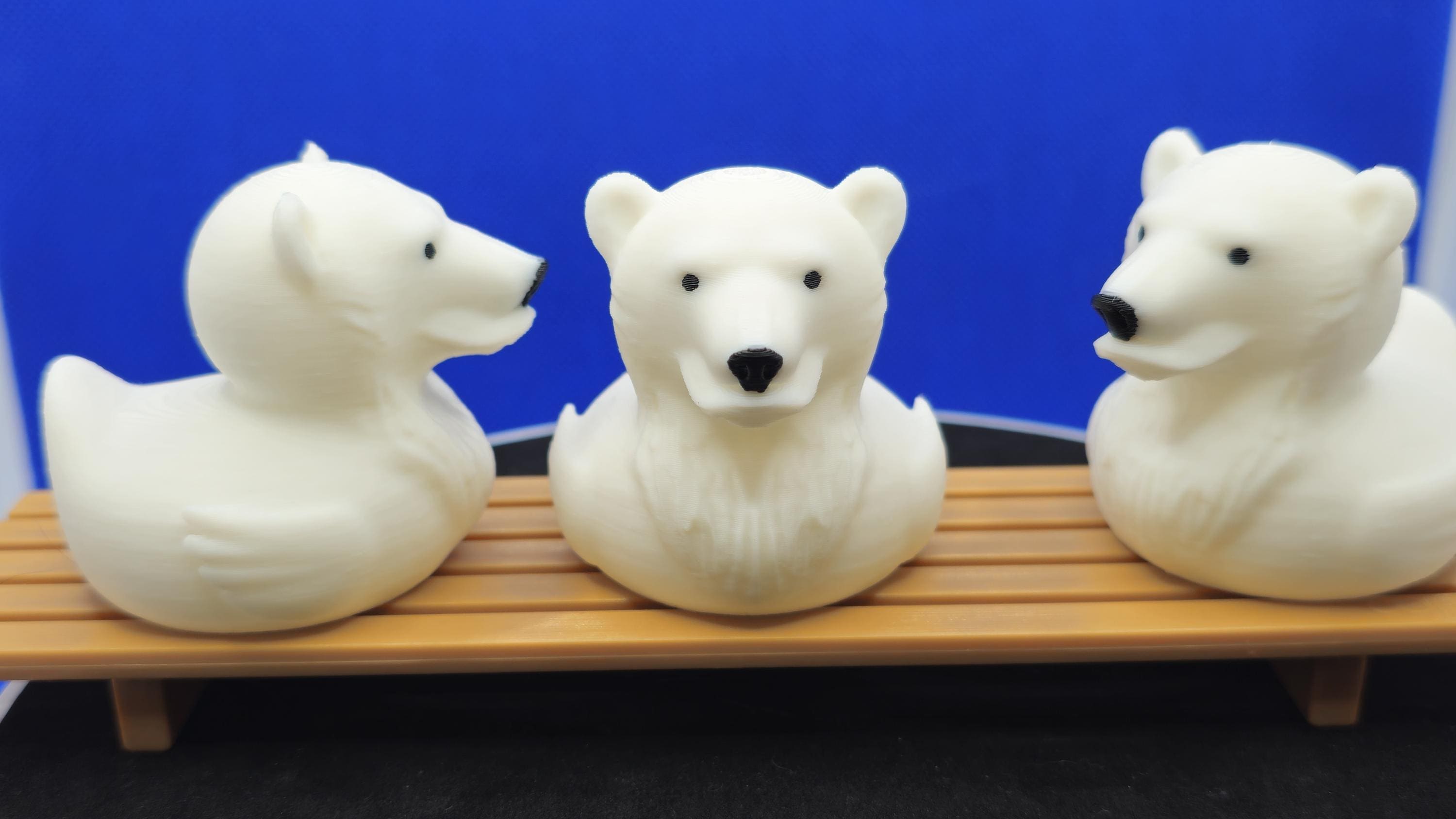 Polar Bear Duck Toy: 3D Printed Arctic Animal Collectible (2 inches)