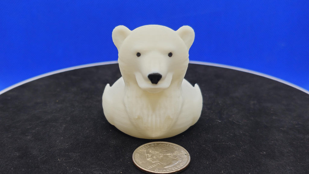 Polar Bear Duck Toy: 3D Printed Arctic Animal Collectible (2 inches)