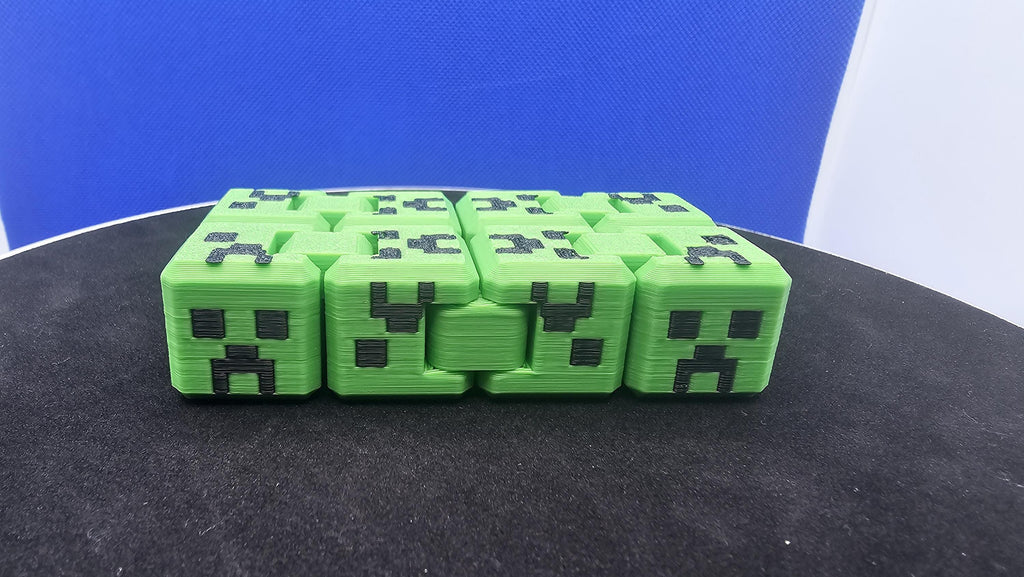 Minecraft Fidget Cube • Green & Black Creeper Cube • Pixel Stress Toy • Gamer Desk Toy • Creeper Face Fidget