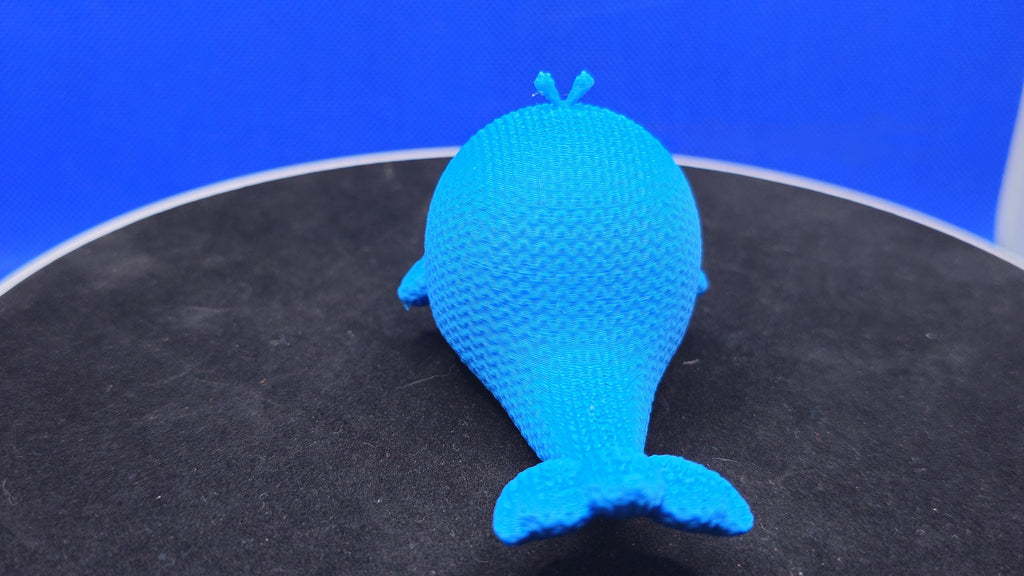 3D Printed Whale Figurine • Textured Yarn-Look Ocean Collectible
