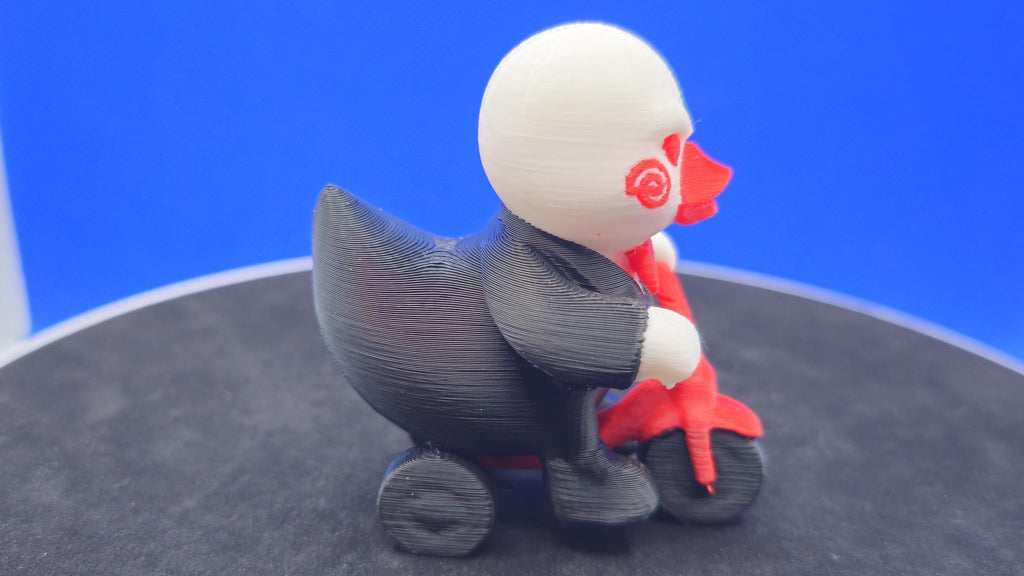 Billy Puppet Duck on Bicycle • Horror Parody Collectible • Saw-Inspired Mini Duck (3D Printed)