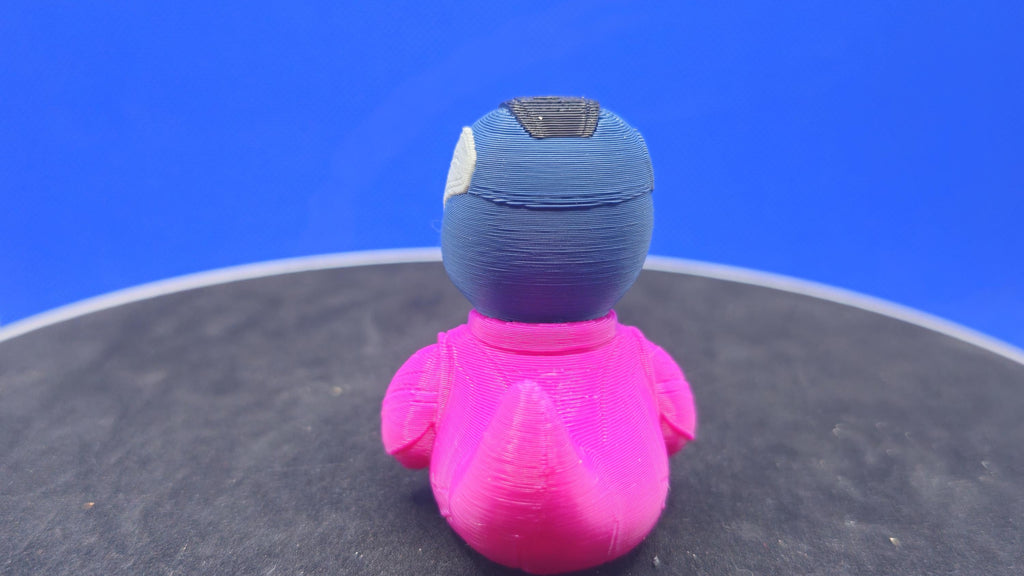 Nebula-Style Cyber Warrior Duck – 3D Printed Space Hero Collectible – Blue Sci-Fi Armor Quacker