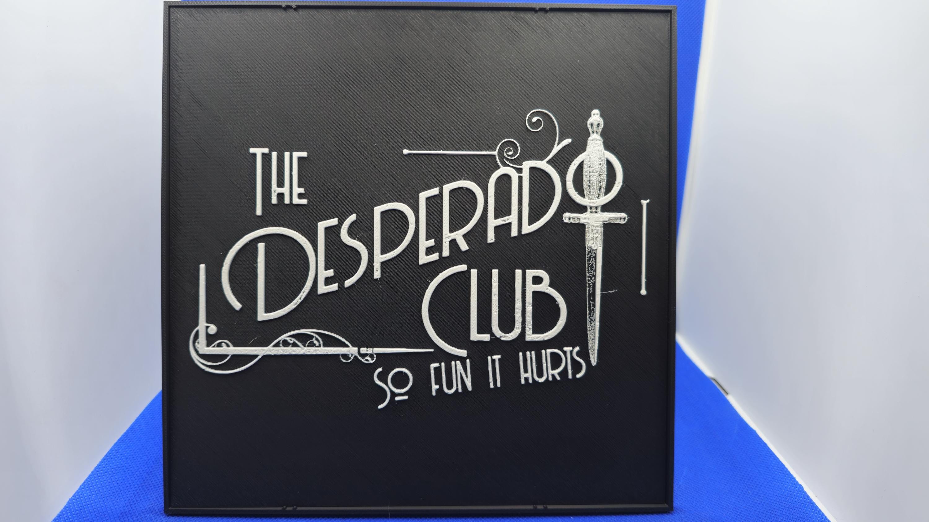 Desperado Club Sign • Dungeon Crawler Carl Fan Art Plaque • DCC Wall Decor • Geek Shelf Display