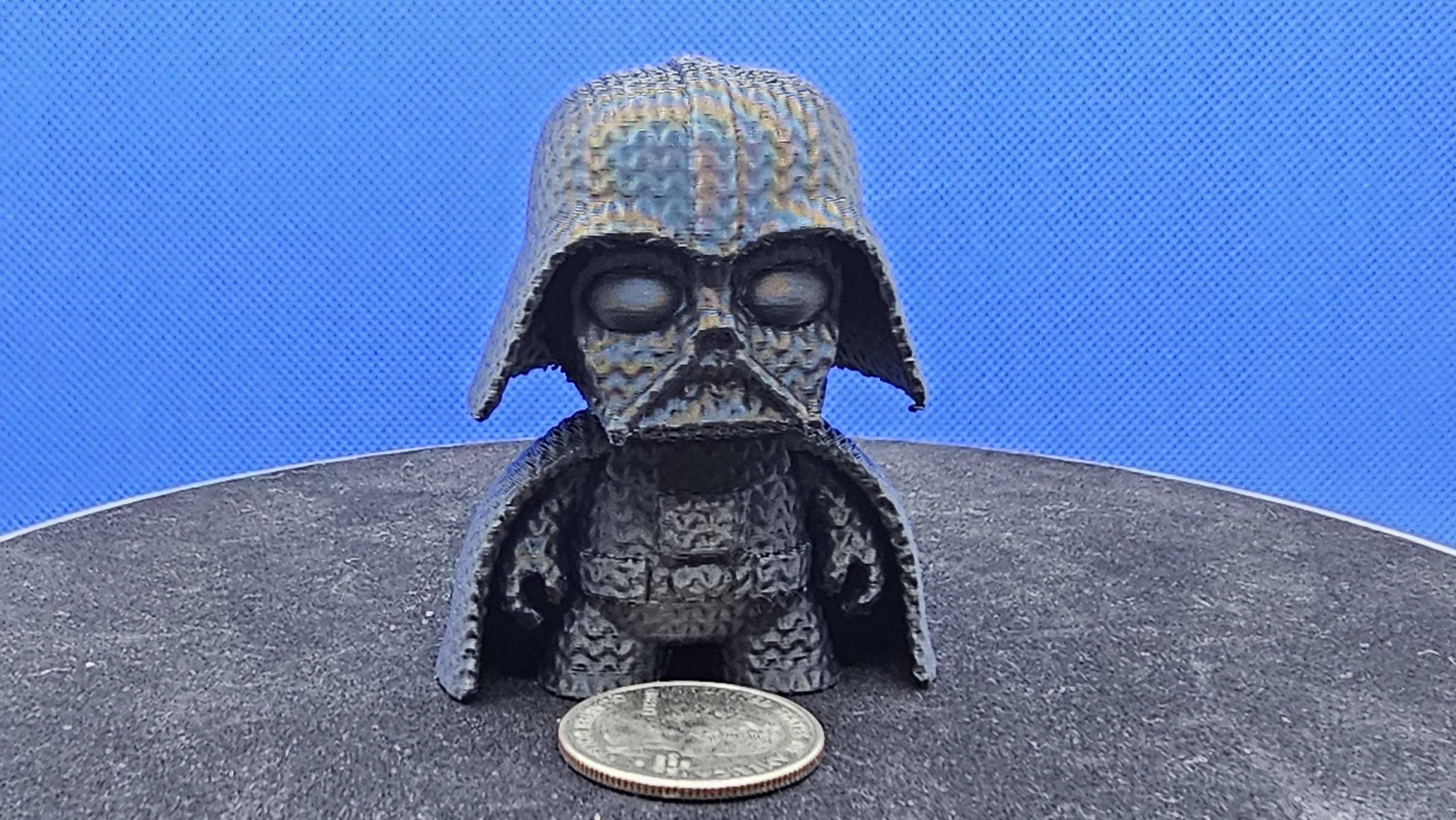Knitted Dark Vader‑Style Mini | Dark Lord Plush‑Look Figure | 3D Printed Mini | Cruise Duck Companion