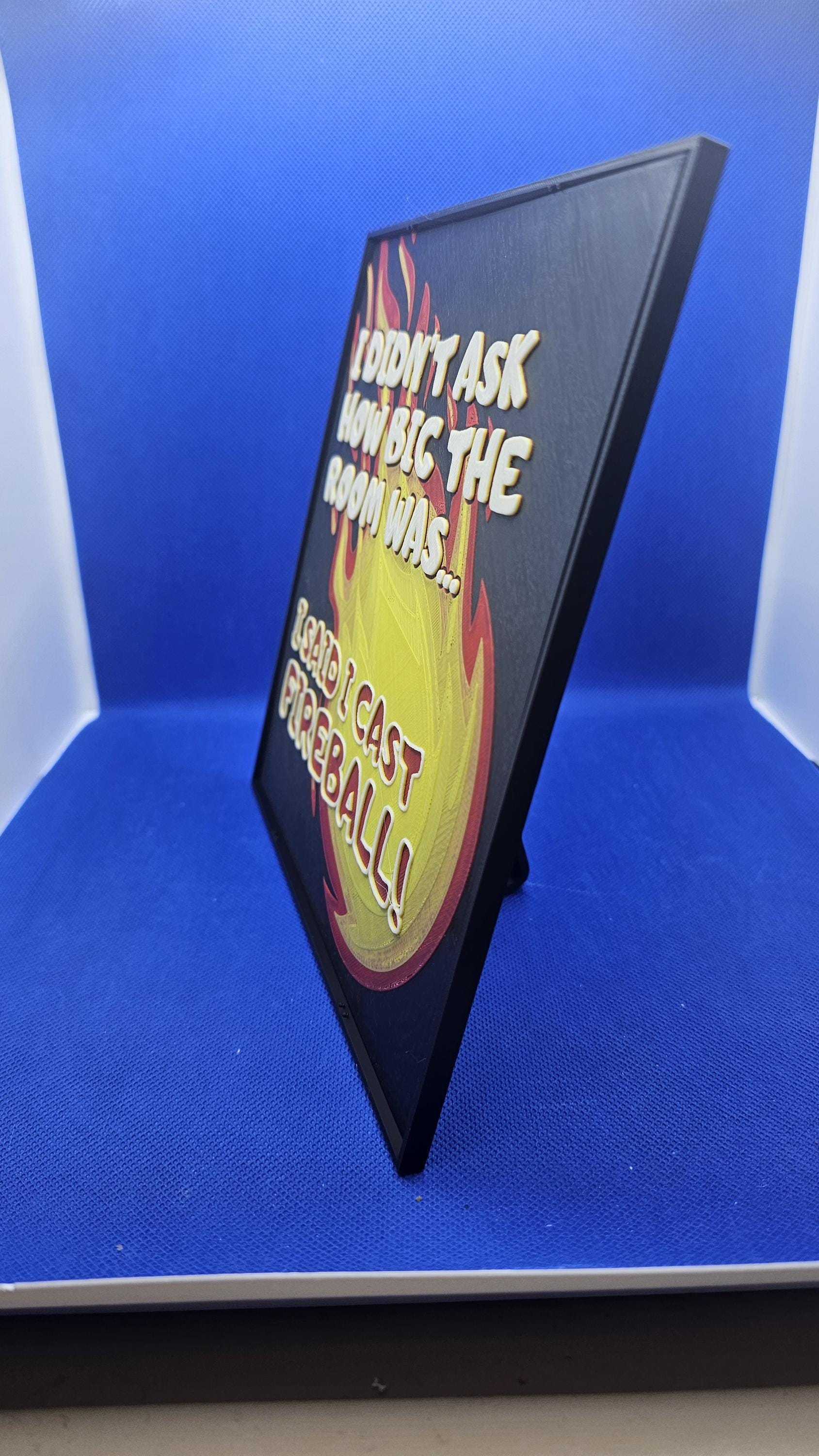 DND Fireball Sign • Funny RPG Wall Art • Tabletop Gamer Gift • Dungeon Master Decor