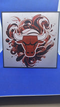 Bull Basketball Art Sign • Chicago Style Wall Decor • Sports Room Gift • Fan Cave Display