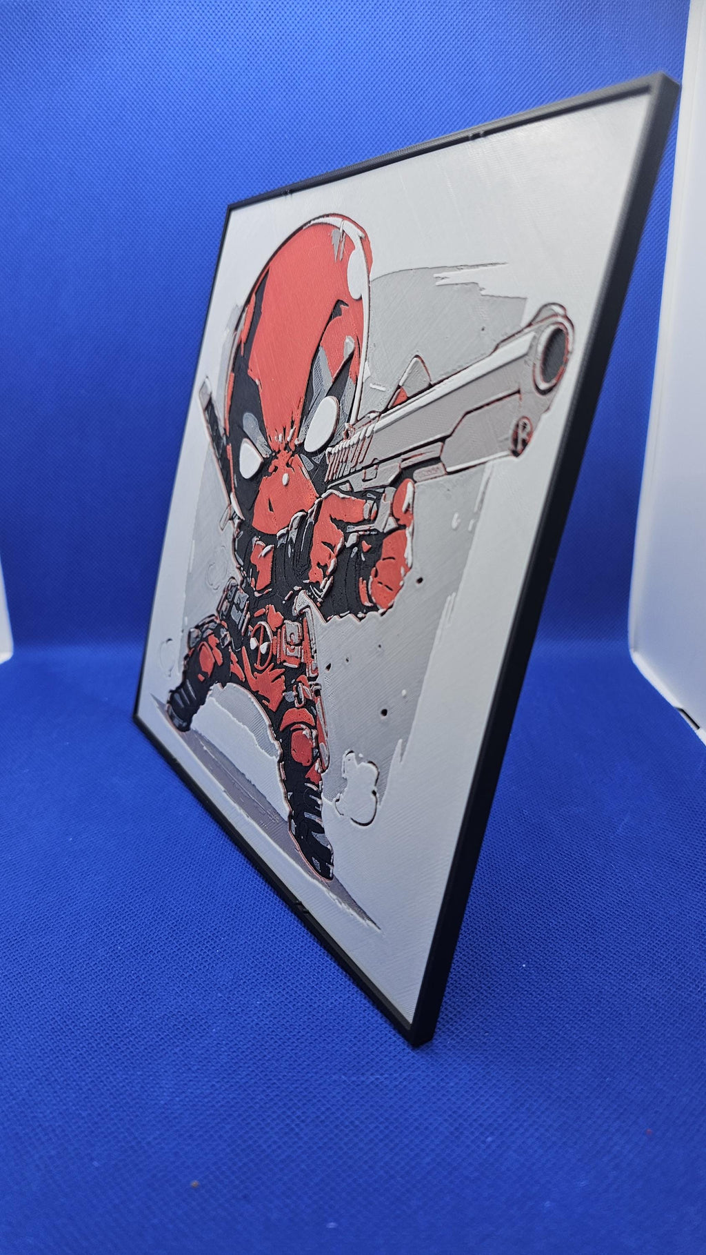 Chibi Red Mask Hero Lithograph – 8×8 3D Printed PLA Wall Art