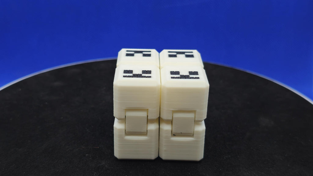Pixel Skeleton Infinity Cube – Gray & White PLA Fidget Toy