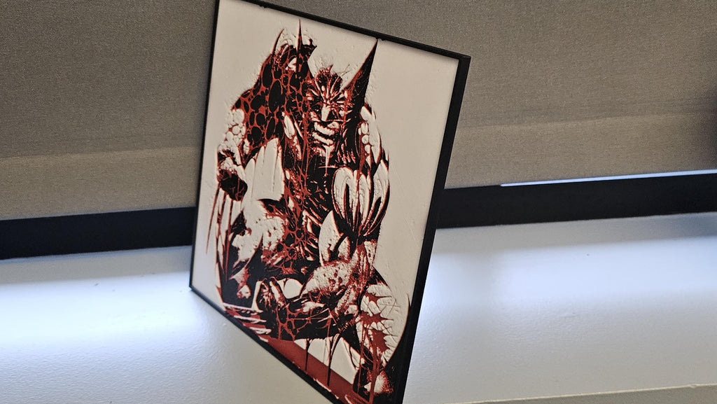Wolverine Inspired 8x8 Lithograph Sign – Framed, Blood Drip Design