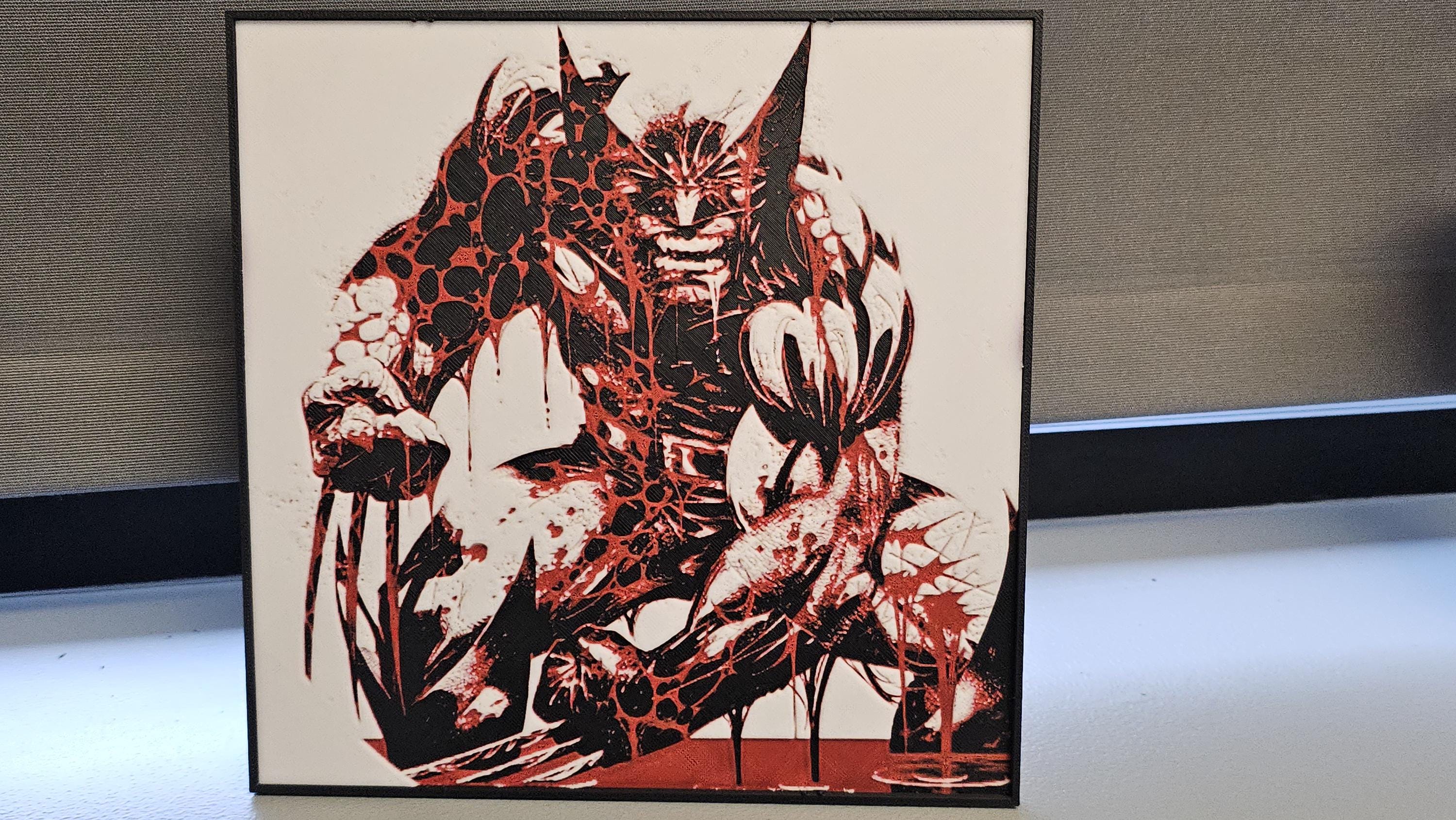 Wolverine Inspired 8x8 Lithograph Sign – Framed, Blood Drip Design