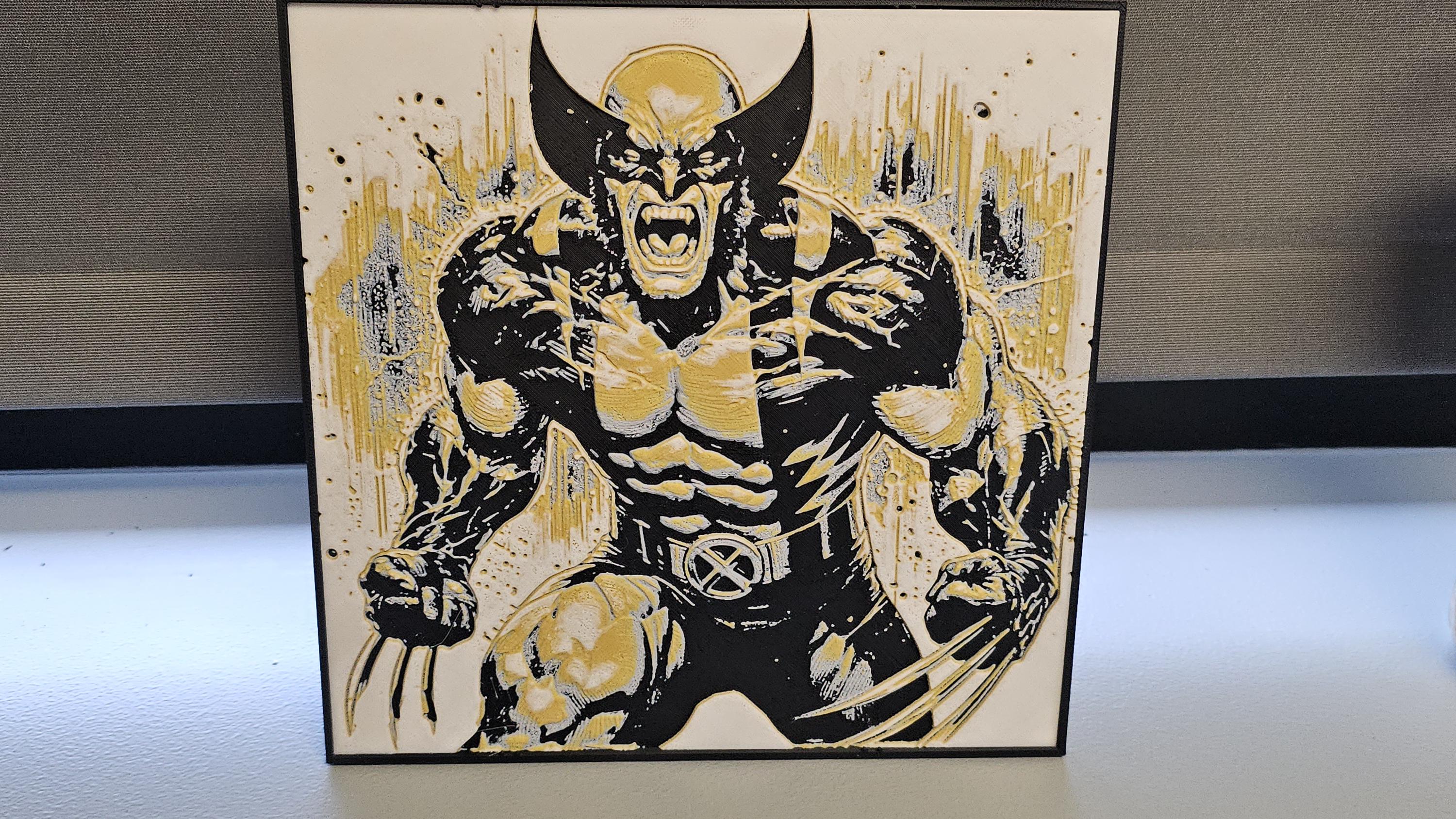 Wolverine Inspired Yellow Suit Art – 8x8 Framed Lithograph Print – Comic Wall Decor – Superhero Fan Art – Man Cave Gift