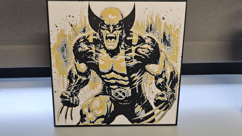 Wolverine Yellow Suit Art – 8x8 Framed Lithograph Print, Comic Wall Decor