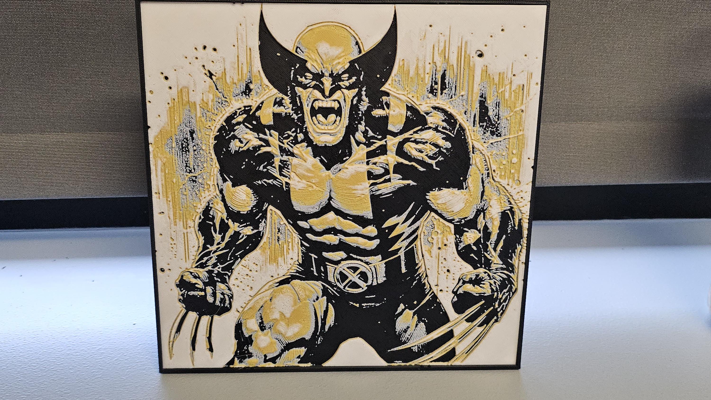 Wolverine Yellow Suit Art – 8x8 Framed Lithograph Print, Comic Wall Decor