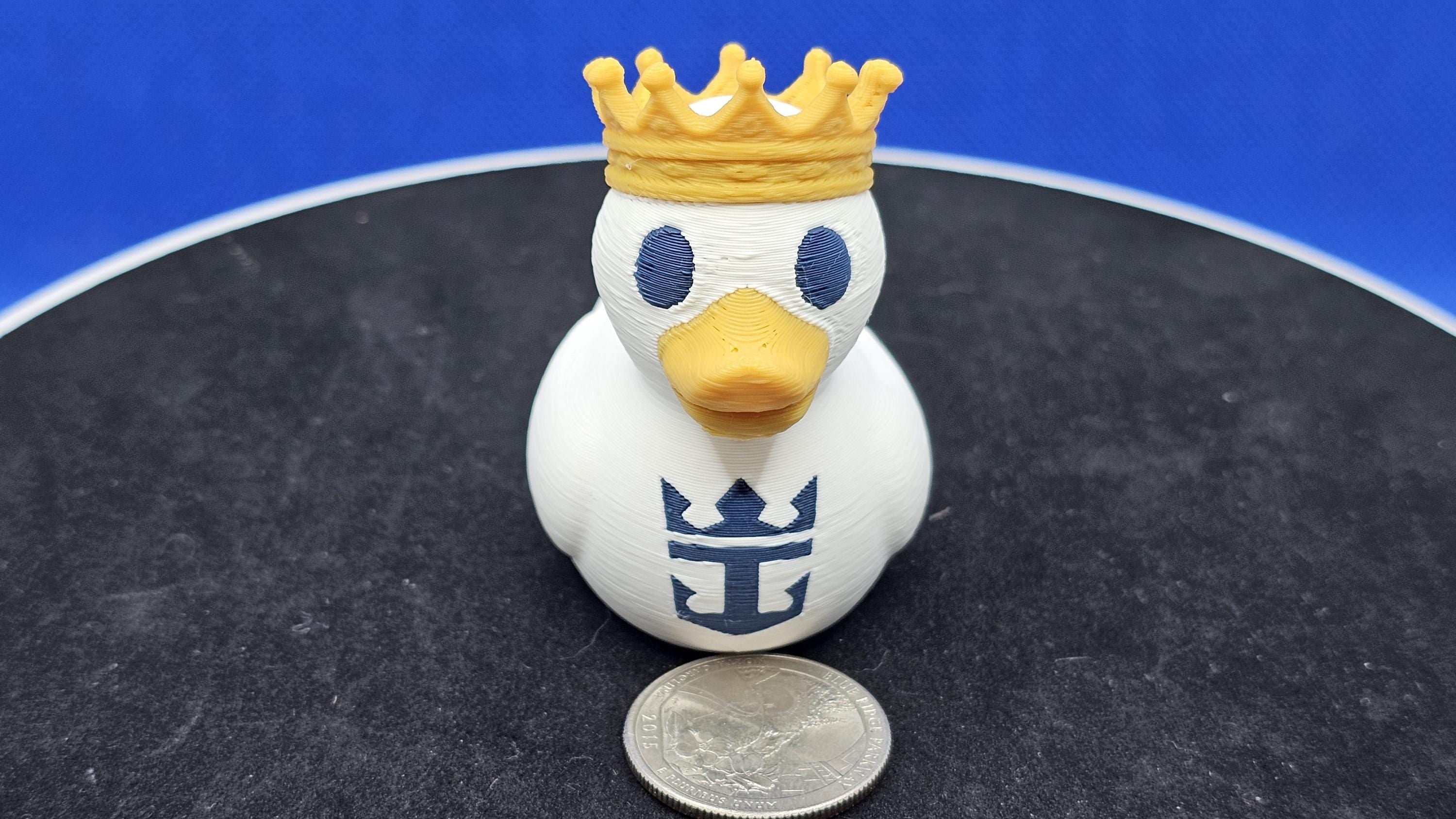 Royal Duck with Golden Crown • Mini Cruise Duck • 3D Printed Collectible • Cute Regal Duck Figurine