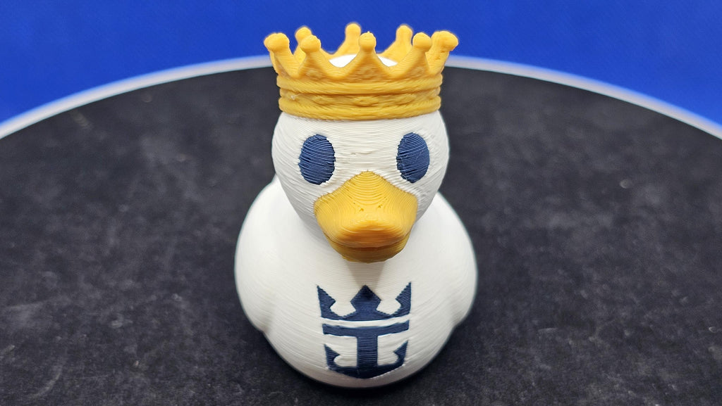 Royal Duck with Golden Crown • Mini Cruise Duck • 3D Printed Collectible • Cute Regal Duck Figurine